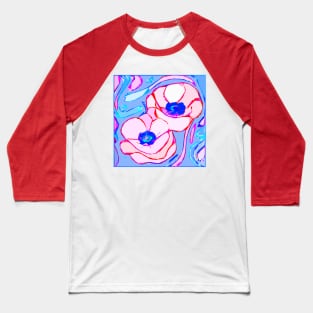 Colorful Layered Abstract of Red Poppies (MD23Mrl018b2) Baseball T-Shirt